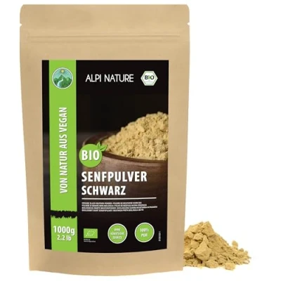 Abbildung von Bio Senfpulver schwarz braun (1kg), Senfmehl schwarz, Senfkörner gemahlen aus kontrolliert biologischem Anbau, Senf Pulver 100% natürlich, ohne Zusätze, Senfsaat gemahlen, Senfsamen