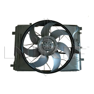Abbildung von NRF 47851 Lüfter 481 12 400 mit Kühlerlüfterrahmen (Zarge), bürstenloser Motor Steuergerät MERCEDES BENZ: B Klasse, CLA Coupe