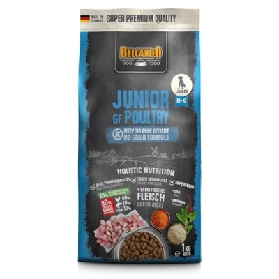 Abbildung von Belcando Hunde Trockenfutter Junior Getreidefrei mit Geflügel Set 3X 1kg Hundefutter für Junge leichtverdaulich und Premiumqualität