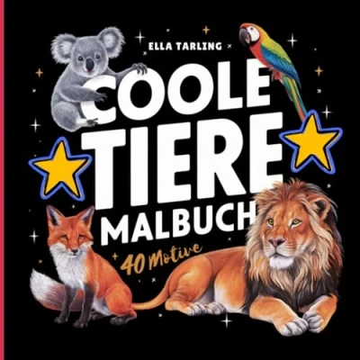 Abbildung von Coole Tiere Malbuch für Jungen, junge Mädchen ab 8 Jahren &amp; Teenager Perfektes Geschenk kreative Köpfe: 40 große Motive (Koala, Tucan, Waschbär, Delfin mehr) zum Ausmalen Entspannen