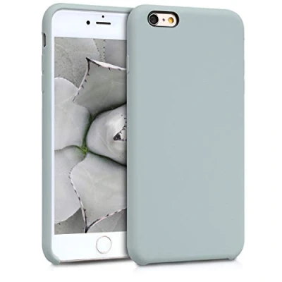 Abbildung von kwmobile Hülle kompatibel mit Apple iPhone 6 Plus / 6S Silikon Handy Case Handyhülle weiche Oberfläche kabelloses Laden Hellgrau matt