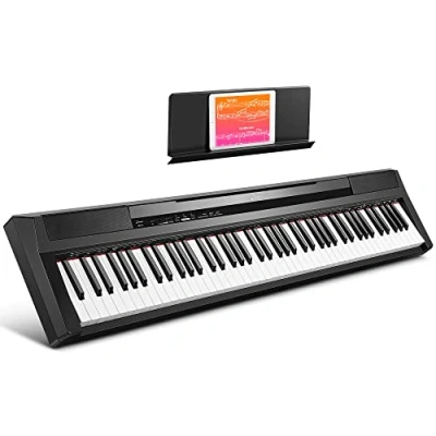Abbildung von Donner Klavier Tastatur 88 Tasten Halbgewichteten, E Piano für Einsteiger Digitalpiano Keyboard in voller Größe mit Pedal, DEP 10