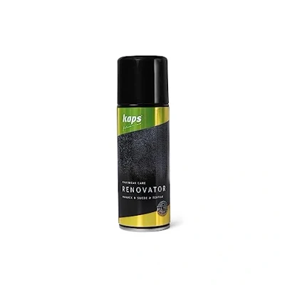 Abbildung von Kaps Renovator Schuhspray für Rauleder &amp; Veloursleder Schuhpflege zum Auffrischen und Färben von Wildleder, Nubukleder Textilschuhen 200 ml (111 Bordeaux)