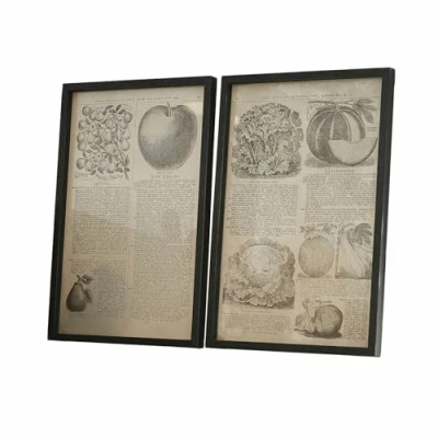 Abbildung von Loberon Bild 2er Set Bravent, Klassischer Botanikdruck, Nostalgischer Charme, Wanddekoration, Wohn Accessoires, Wandschmuck, Kiefernholz, schwarz/weiß