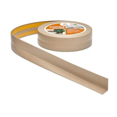 Abbildung von Quest Weichsockelleiste Selbstklebend, PVC Sockelleiste, Abschlussleiste 32 mm x 23 Flexible Knickleiste für Innenbereich, Wand, Boden Dicht, Dekorativ 15 Meter, Beige