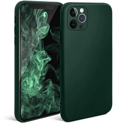 Abbildung von Moozy Minimalist Series Silikon Hülle für iPhone 11 Pro, Dunkelgrün Mattes Finish, Dünne, Weiche TPU Handyhülle Schutzhülle