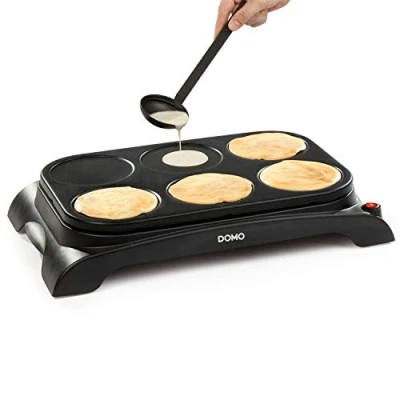 Abbildung von Domo Crêpesmaker, 1000 W, Ø 11.5 cm, 6 süße salzige Pancake Pfannkuchen selber machen Crepes Eisen Creperie