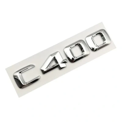 Abbildung von ABS Chrom Buchstaben Auto Hinten Stamm Emblem Abzeichen Aufkleber C200 C300 C400 4MATIC Logo Kompatibel Mit Mercedes C KLASSE W205 W204 Zubehör (Color : C400)