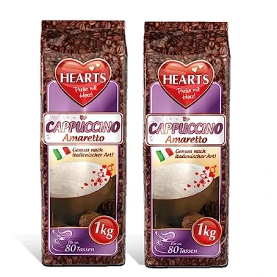 Abbildung von HEARTS Cappuccino Amaretto, 2er Pack (2 x 1 kg) Instant Pulver, lösliches Kaffeepulver, 160 Tassen