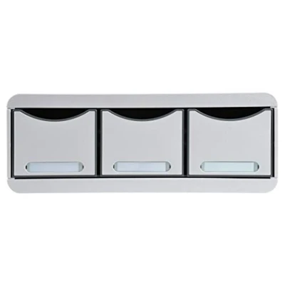 Abbildung von Exacompta 318740D Toolbox Office mit 3 Schubladen aus Kunststoff zur Aufbewahrung kleiner Utensilien 27 x 35,5 13,5 cm. Ideal für Büro und Schreibtisch mehr Platz. Lichtgrau