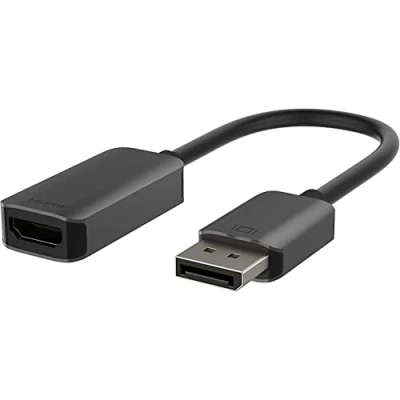 Abbildung von Belkin HDMI/DisplayPort Adapter, DP 1.2 auf HDMI 2.0 Konverter für 4K Monitor, 60 Hz, mit HDR 10, kompatibel HDCP 2.2, unidirektional AVC011btSGY BL Schwarz 0.7 FT