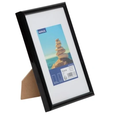 Abbildung von Maul Bilderrahmen MAULart 21x30cm groß aus Kunststoff für Hoch oder Querformat mit Passepartout Fotorahmen Ideal Fotos, Collage und Bilder Schwarz