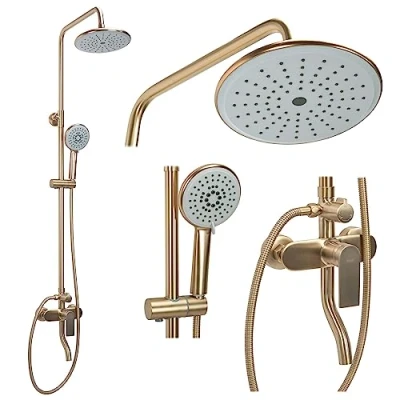 Abbildung von wohnwerk.idee Duscharmatur Duschsystem Duschgarnitur Dusche Regendusche Verso Gold Matt Schwarz