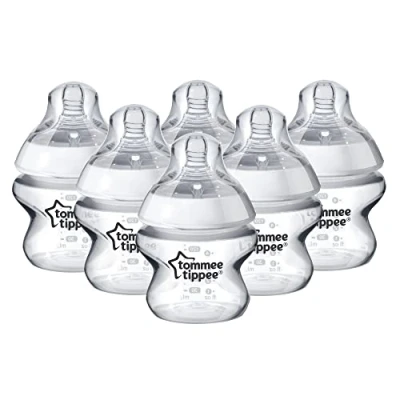 Abbildung von Tommee Tippee Closer to Nature Baby Fläschchen, Anti Kolik weicher Sauger, 6er Pack, 150 ml, BPA Frei, Transparent