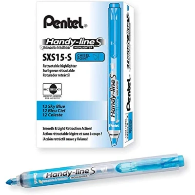 Abbildung von Pentel handy line S 12 Stück Textmarker einziehbar/wiederaufladbar blau