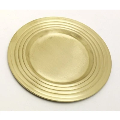 Abbildung von Kerzenteller Messing Gold matt (Innen Ø 9 cm, Außen 15 cm)