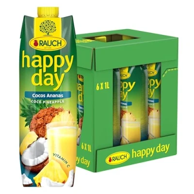 Abbildung von Rauch Happy Day Cocos Ananas eine Geschmacksreise in die Karibik Fruchtsaft aus und Kokosnusswasser 6x 1l Tetra Prisma