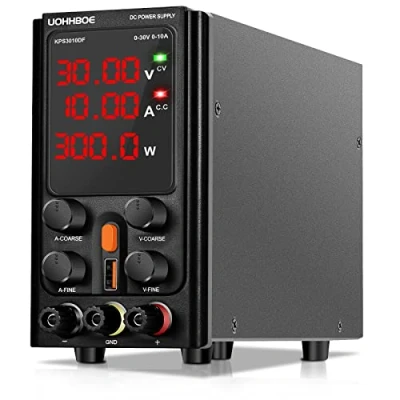 Abbildung von UOHHBOE Labornetzteil 30V/10A DC Regelbar Netzgerät mit hochpräziser 4 stelliger LED Anzeige 5V/2A USB Schnittstelle Grob und Feineinstellknopf Labornetzgerät geeignet für Labor Elektronikwartung