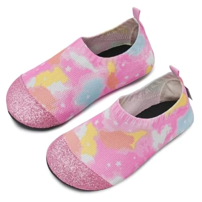 Abbildung von IceUnicorn Hausschuhe Kinder Atmungsaktive Pantoffeln Leicht Rutschfest Kleinkinder Hüttenschuhe Jungen Mädchen Slippers(Stern Rosa,24/25EU)