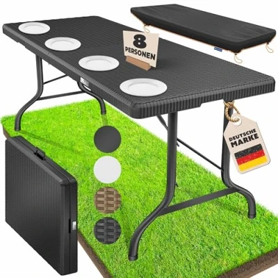 Abbildung von KESSER Tabletttisch, Buffettisch Tisch klappbar Kunststoff 180x75 cm Rattan Optik