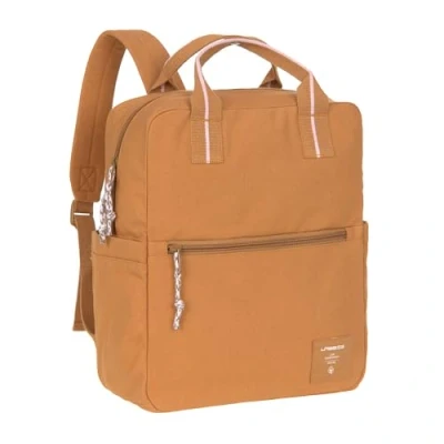 Abbildung von LÄSSIG Baby Wickelrucksack Wickeltasche mit Wickelunterlage und Kinderwagenbefestigung wasserabweisend/Little One &amp; Me Square Backpack Big caramel
