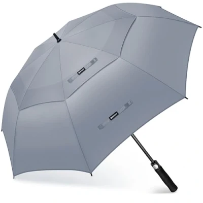 Abbildung von KEYHOT Regenschirm groß XXL Automatik öffnen, Golfschirm Sturmfest Double Canopy Stabiler Für 4 Personen Männer Frauen（Grau）