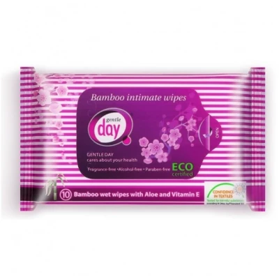 Abbildung von Gentle Day Feuchttücher Bambus 10 Stk Intimpflege Aloe Vera Vitamin E