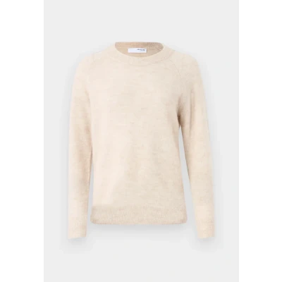Abbildung von Damen Selected Rundhals Strickpullover Lockerer Feinstrick Wollpullover SLFLULU Sweater, Farben:Beige 2, Größe:XL