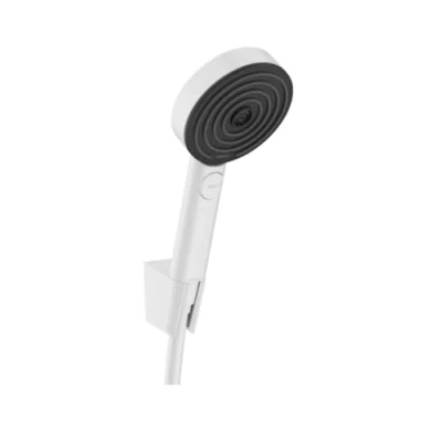 Abbildung von hansgrohe Duschset Pulsify Select S, Duschkopf mit Schlauch und Halterung, Handbrause 3 Strahlarten Relaxation, Mattweiß