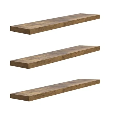Abbildung von WOLTU Wandregal Wandboard Bücherregal Regale für Deko Wandablagen aus MDF Holz, 3er Set Hängeregal Vintagebraun