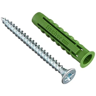 Abbildung von fischer Spreizdübel SX GREEN 8 x 40 S, je 45 nachhaltige Dübel &amp; Schrauben, Allzweckdübel aus nachwachsenden Rohstoffen, optimaler Halt in Beton, Hochlochziegel, Porenbeton, Vollziegel uvm.