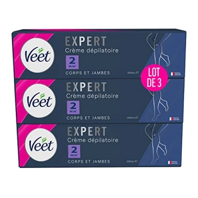 Abbildung von VEET Expert Enthaarungscreme, für hartnäckige Haare Körper &amp; Beine Wirkt in 2 Minuten 3 x 200 ml