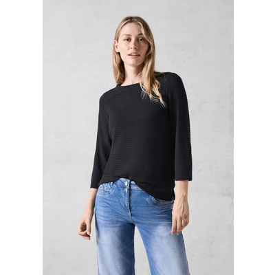 Abbildung von Cecil Struktur Langarmshirt, Damen, Größe: Large, Schwarz