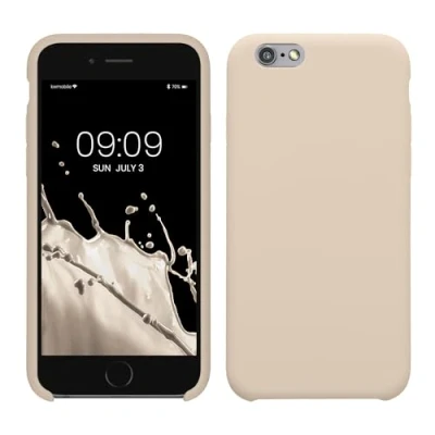 Abbildung von kwmobile Hülle kompatibel mit Apple iPhone 6 / 6S Silikon Handy Case Handyhülle weiche Oberfläche kabelloses Laden Creme