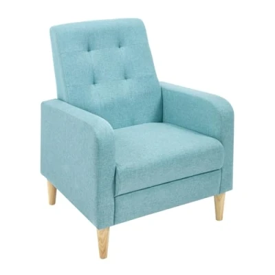 Abbildung von WOLTU Ohrensessel, Relaxsessel mit Armlehnen Massivholzbeinen, getufteter Polstersessel, Loungesessel modern, Sessel für Schlafzimmer Wohnzimmer Balkon, Leinenbezug, Blau, SKS41bl