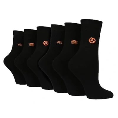 Abbildung von Wildfeet 6er Pack Damen Schwarz Socken Baumwolle Neuheit Atmungsaktiv Crew Niedlich Bestickte (37 42, Gebäck)