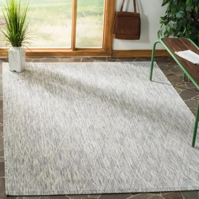 Abbildung von SAFAVIEH Zeitgenössische Teppich für Wohnzimmer, Esszimmer, Schlafzimmer Courtyard Collection, Kurzer Flor, Grau und Grau, 122 X 170 cm