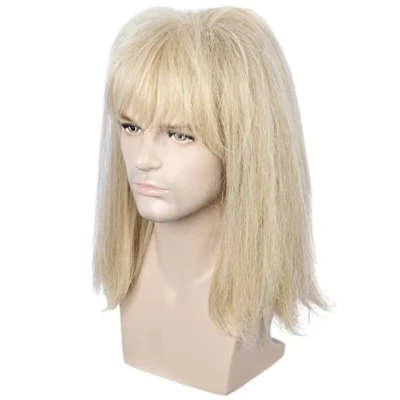 Abbildung von Linfairy 80er Jahre Heavy Metal Halloween Mullet Fancy Dress Perücke Blond Mix