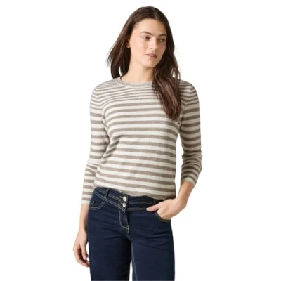 Abbildung von Cecil Gestreifter Strickpullover, Damen, Größe: Large, Beige