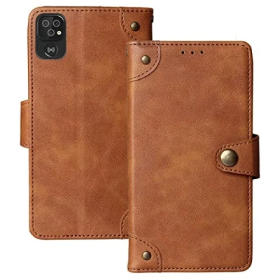 Abbildung von Lankashi Flip Brief Tasche Case Schütz Hülle Für Doro 8100/8100 Plus / 8110/8110 Echt Leder TPU Silikon Schale Stand Handy Abdeckung Premium Wallet Cover Etui Handyhülle Schutzhülle (Braun)