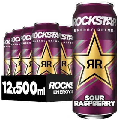 Abbildung von Rockstar Energy Drink Sour Raspberry Saures, koffeinhaltiges Erfrischungsgetränk für den Energie Kick, EINWEG (12 x 500ml) (Verpackungsdesign kann abweichen)