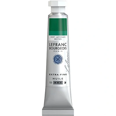 Abbildung von Lefranc Bourgeois 404980 extra feine Ölfarbe in Künstlerqualität aus hochwertigen Pigmenten, lebendige Farben, hohe Lichtechtheit, 20ml Tube Japanischgrün Mittel