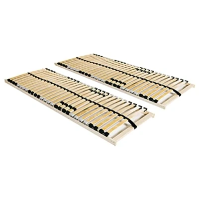 Abbildung von vidaXL 2X Lattenrost mit 28 Latten 7 Zonen Nicht verstellbar im Kopf und Fußbereich Lattenrahmen Bettrost Holzlatten Rost 70x200cm
