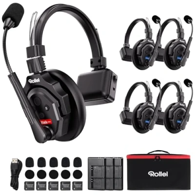 Abbildung von Rollei Xtalk X5 Intercom Headset Flexibel, Rauschunterdrückung, Live Audio Bis zu 350 m Reichweite, 20 Stunden Akkulaufzeit (Xtalk X5)