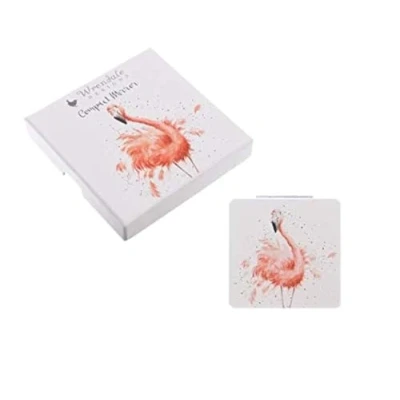 Abbildung von Wrendale Designs Taschenspiegel&quot;Schön in pink&quot; Flamingo