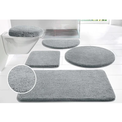 Abbildung von my home Badematte Merida, Höhe 32 mm, rutschhemmend beschichtet, fußbodenheizungsgeeignet, schnell trocknend, strapazierfähig, Kunstfaser, halbrund, Badteppich, Uni Farben, rechteckig, rund &amp; als 2 tlg. Set erhältlich