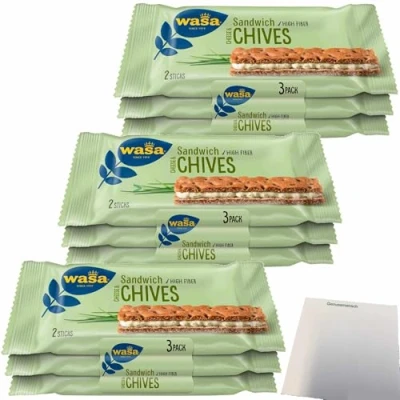 Abbildung von usy Bundle für Wasa Knäckebrot Sandwich Käse &amp; Schnittlauch Multipack 3er Pack (3x111g Packung) + Block