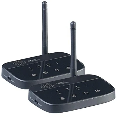 Abbildung von auvisio Audioadapter, Bluetooth: 2er Set 2in1 Audio Sender &amp; Empfänger, Bluetooth 4.2, aptX (HiFi Transmitter, Bluetooth, Transmitter Headset, Funkübertragung)