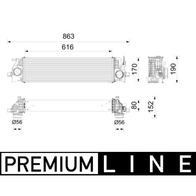 Abbildung von MAHLE ORIGINAL CI 736 000P Ladeluftkühler VOLVO: S90 II