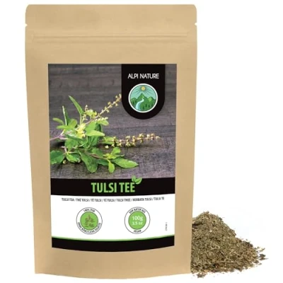 Abbildung von Tulsi Tee (100g), getrocknet, Indischer Basilikum, Tulsitee geschnitten, 100% natürlich, ohne Zusätze